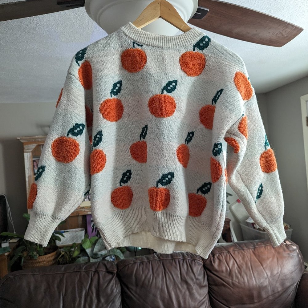 Orange Graphic Sweater Small